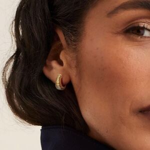 14k Gold Plated Chunky Croissant Huggie Earrings